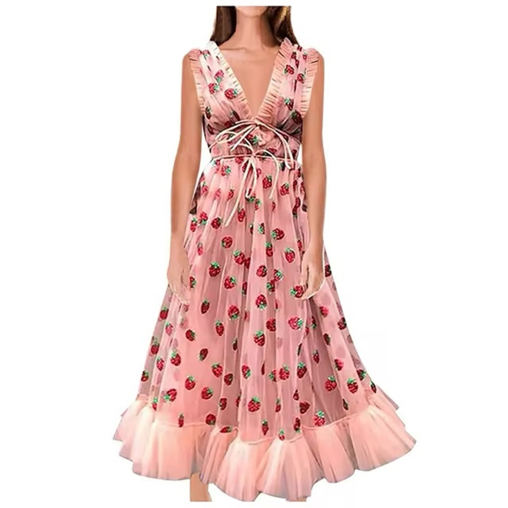Strawberry sequin and tulle dress size M